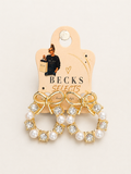 Gold Bow Pearl & Sparkle Hoop Earrings