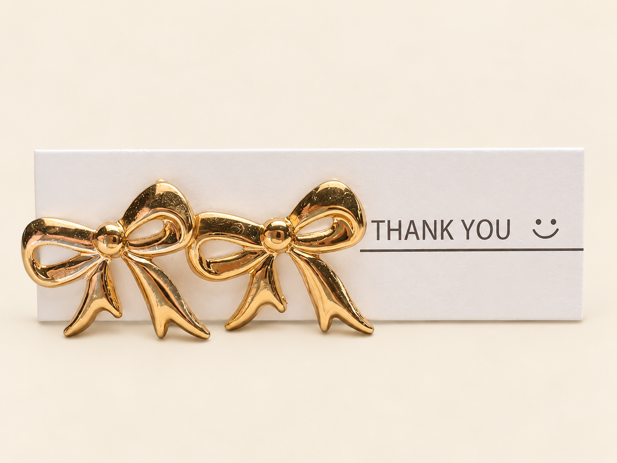 Statement Bow Stud Earrings – Gold & Silver Tone