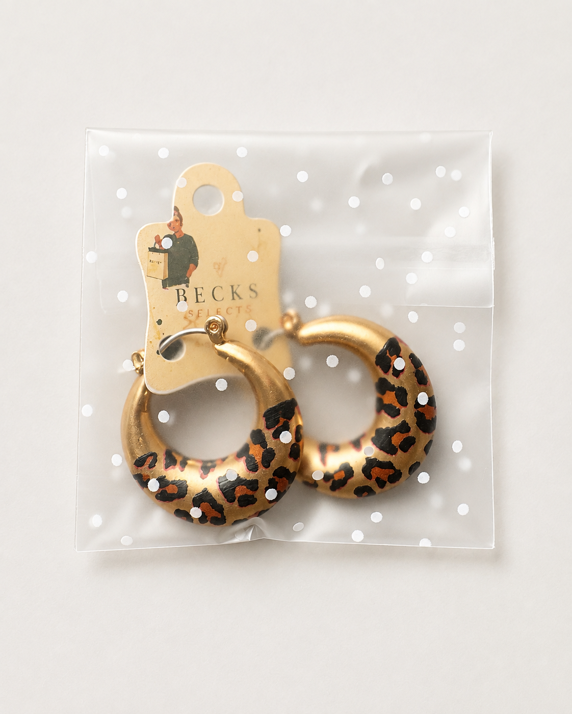 Gold Leopard Print Chunky Hoop Earrings