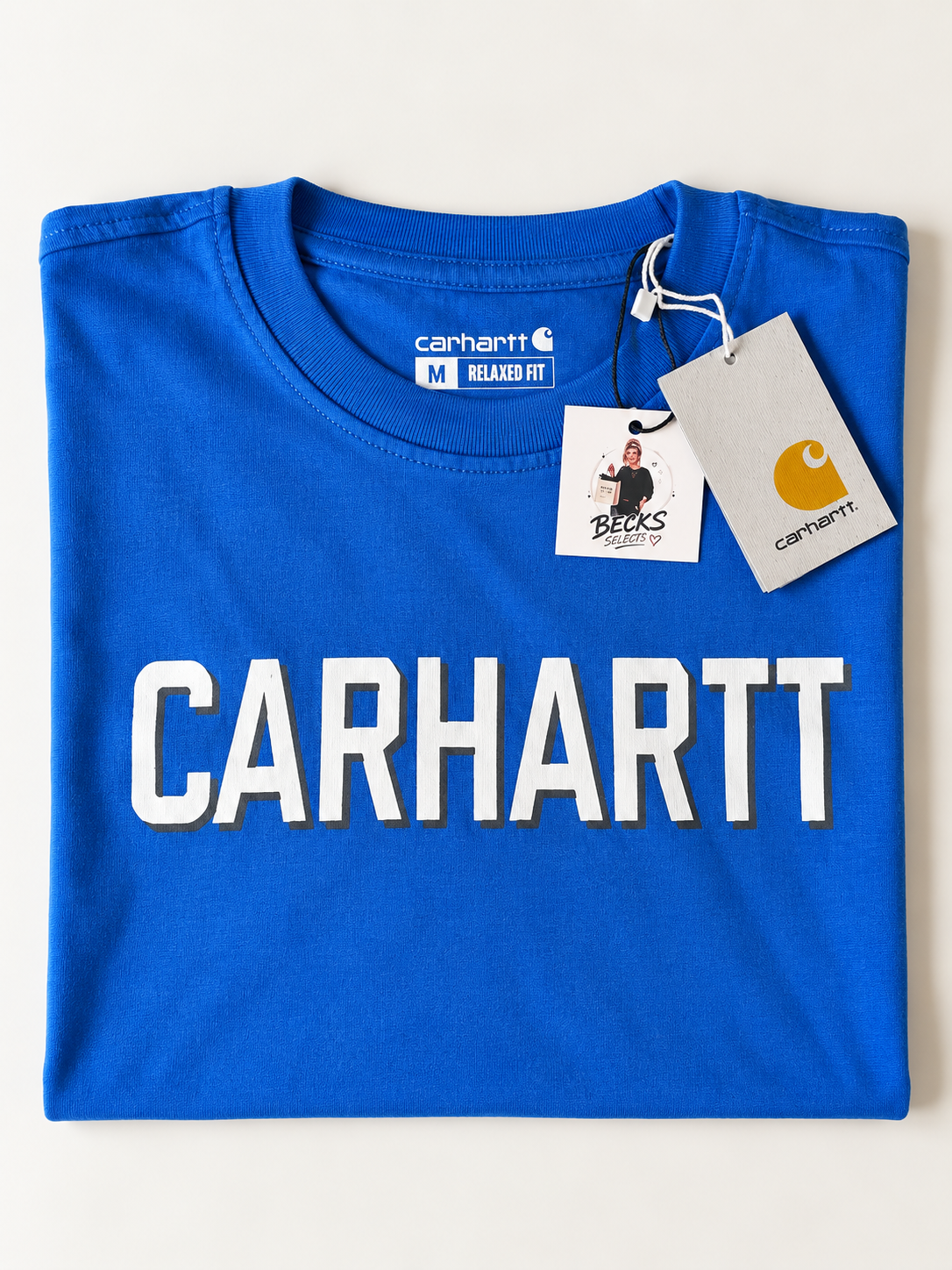 Carhartt Men’s Long Sleeve Logo T-Shirt – Blue – Medium