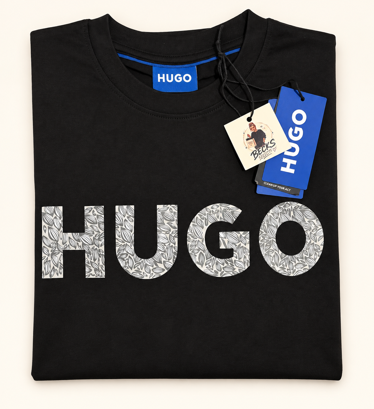 HUGO Men’s Tiburt 420 Logo T-Shirt – Black – Medium
