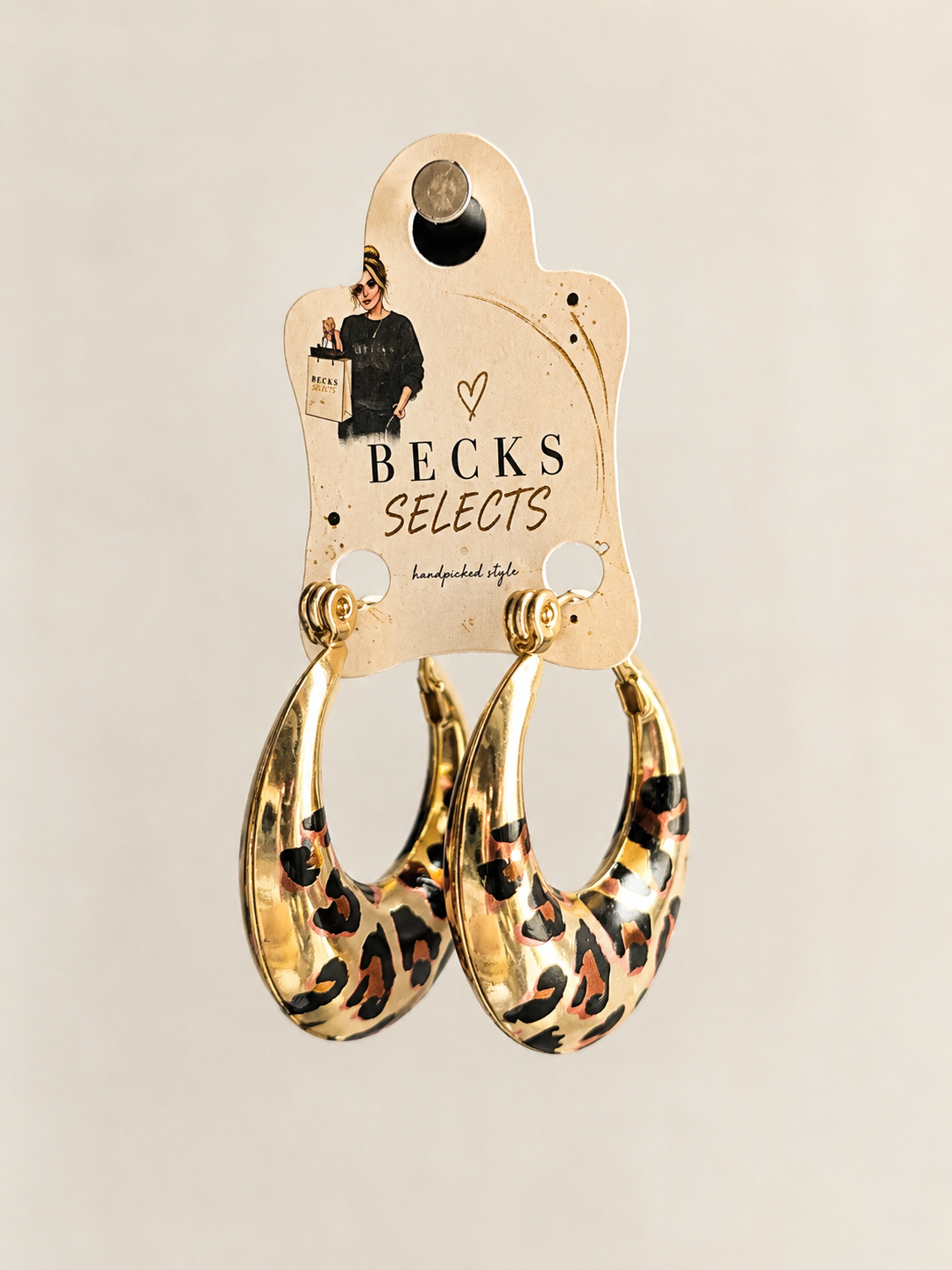 Gold Leopard Print Chunky Hoop Earrings