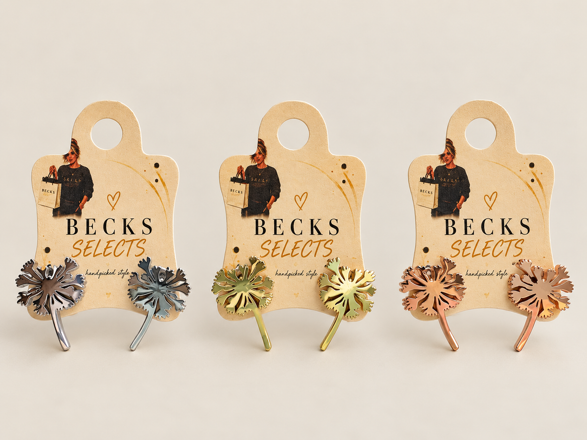 Dandelion Stud Earrings – Gold, Silver & Rose Gold Tones