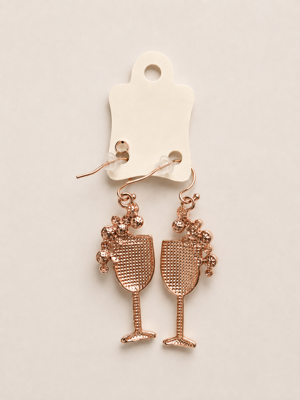 Rose Gold Pearl Champagne Glass Drop Earrings