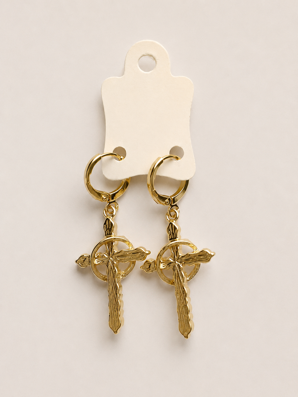Gold Crown Cross Drop Earrings – Just £3