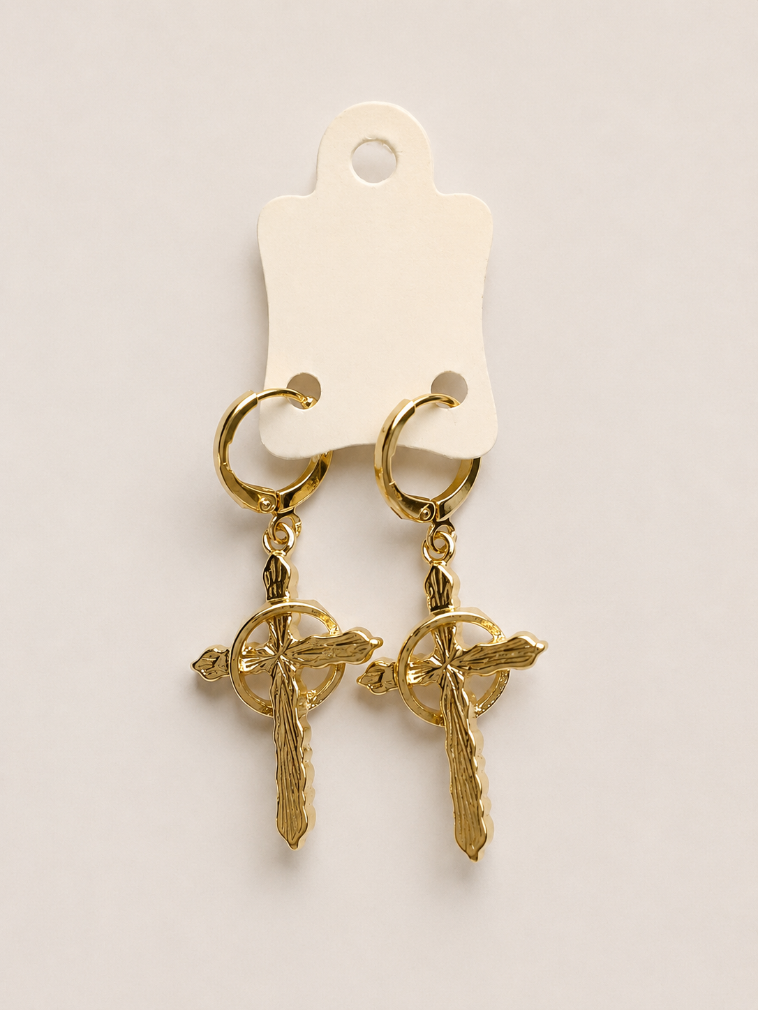 Gold Crown Cross Drop Earrings – Just £3