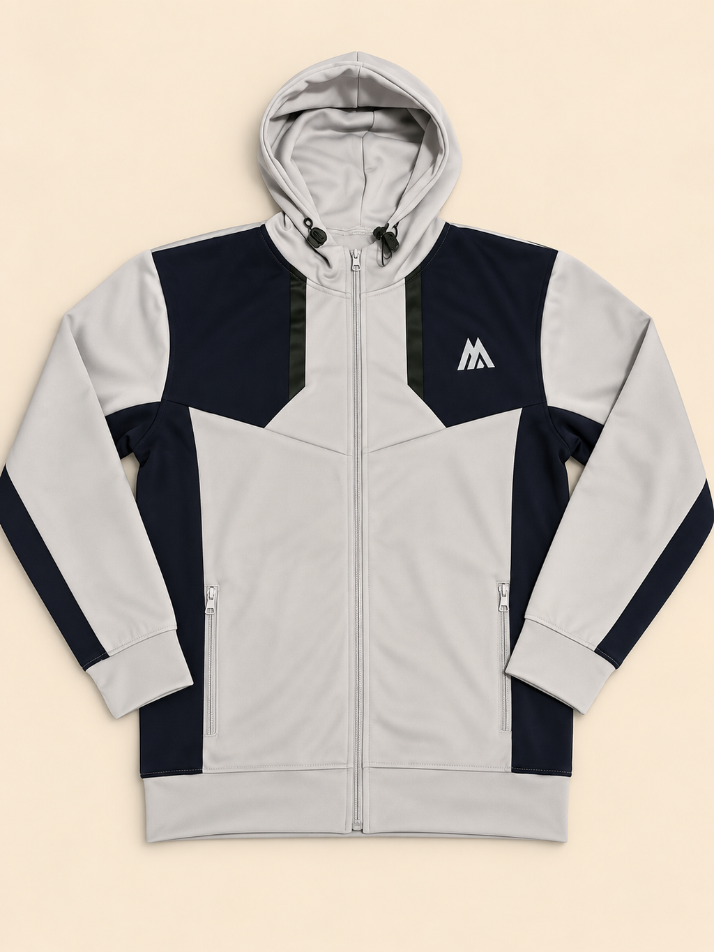 MNTRX Light Grey & Navy Hooded Tracksuit Set