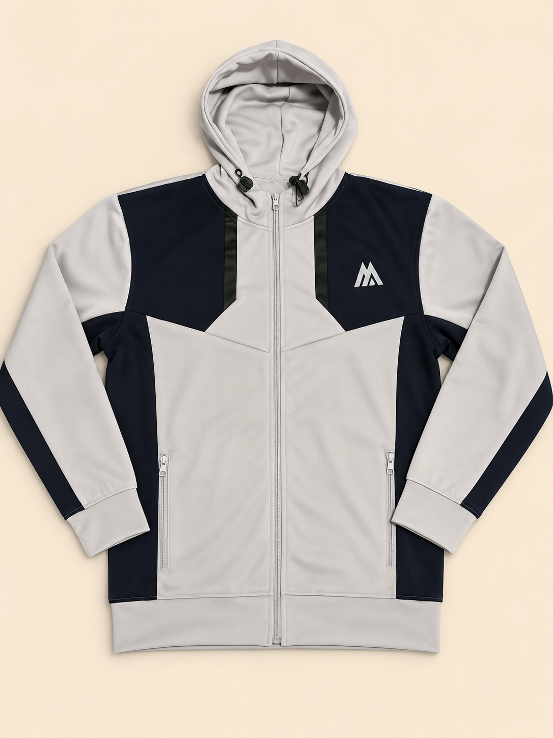 MNTRX Light Grey & Navy Hooded Tracksuit Set