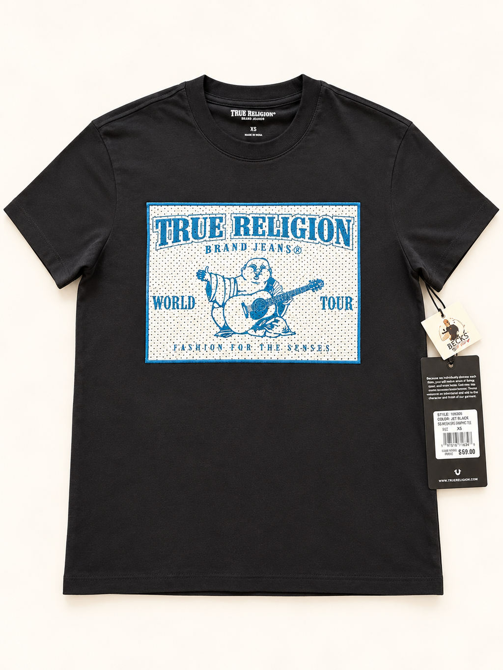 True Religion Men’s Black World Tour Graphic T-Shirt – XS