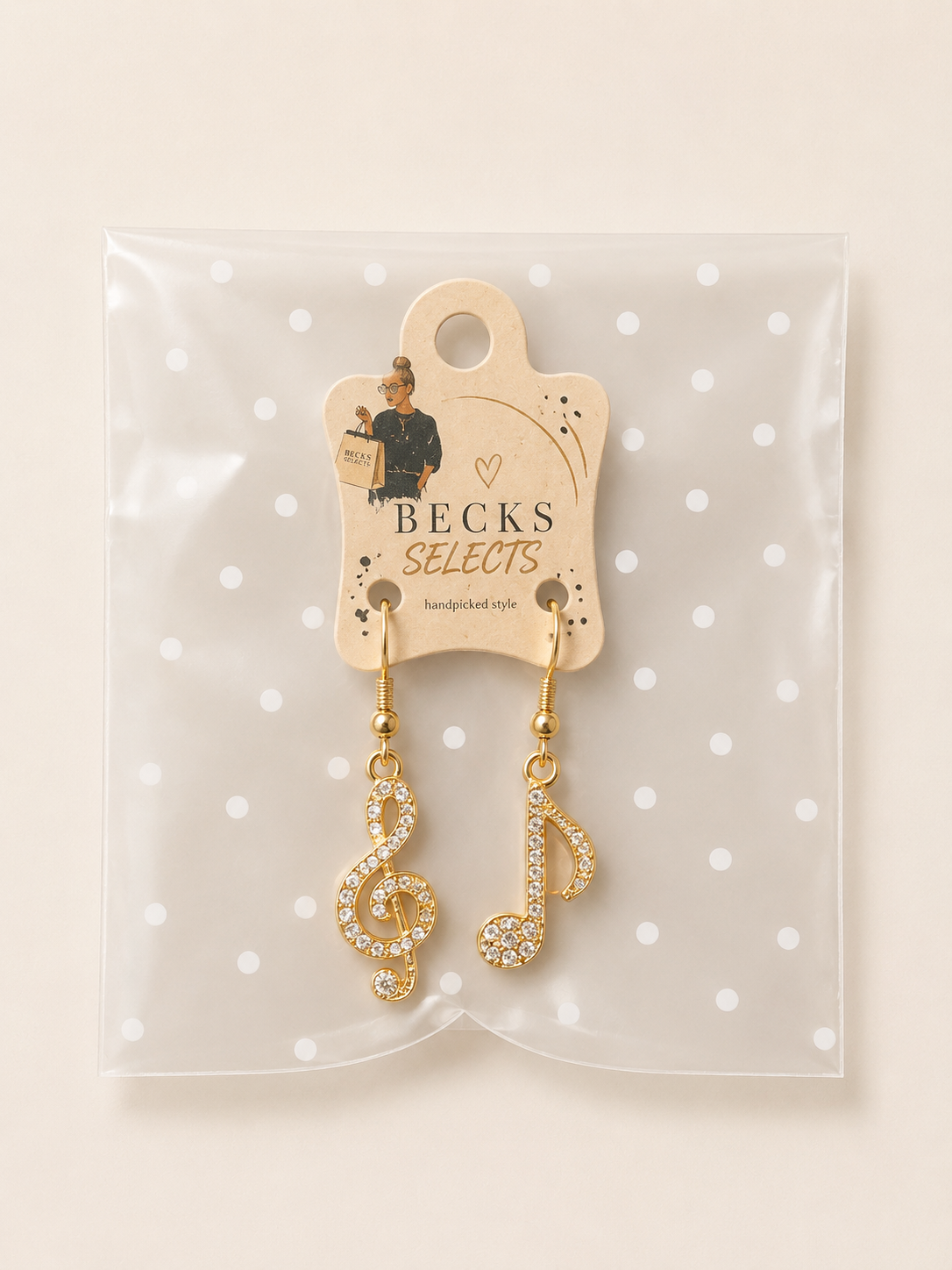 Music Note & Treble Clef Drop Earrings – Gold or Silver