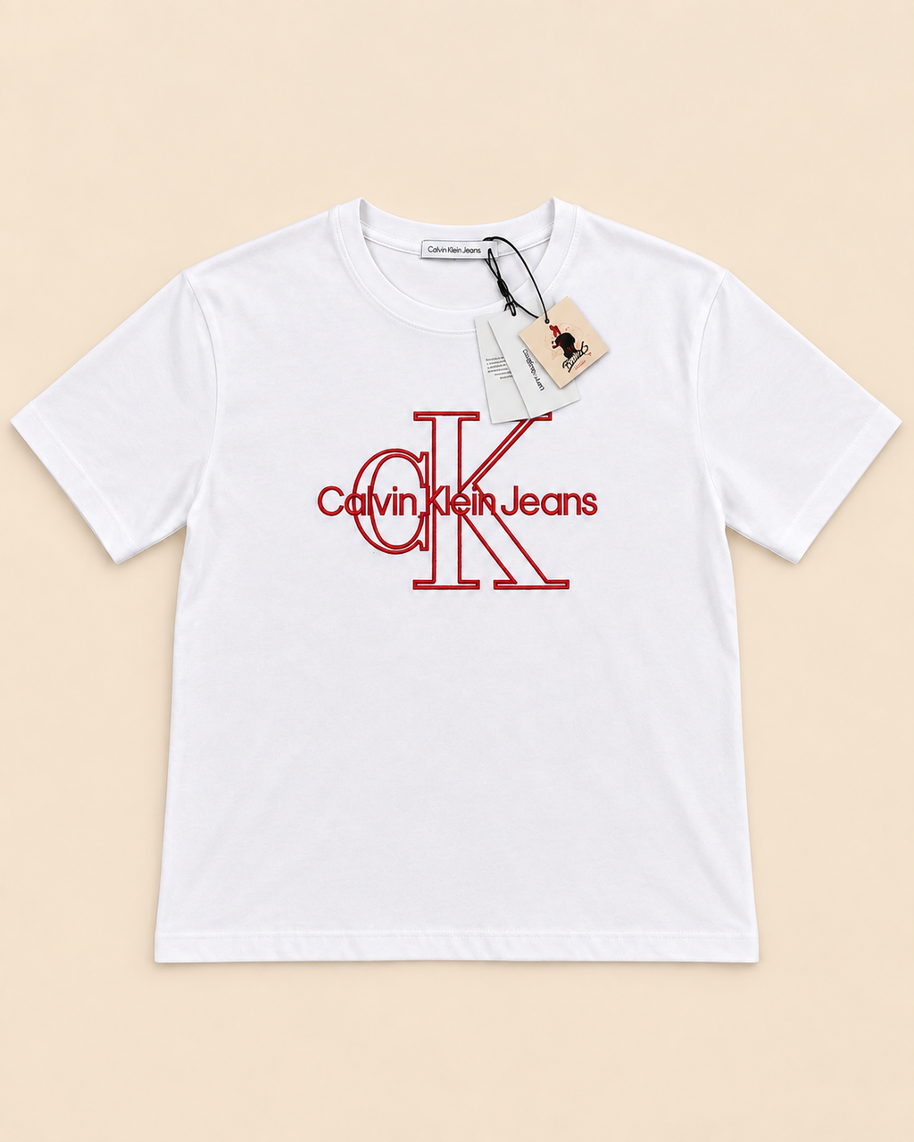 Calvin Klein Jeans Kids Monogram Embroidery T-Shirt – White – Age 16