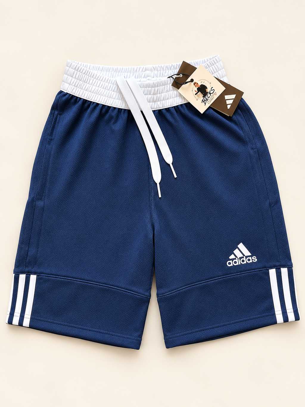 Adidas 3-Stripe Reversible Basketball Shorts – Navy & White – XXS