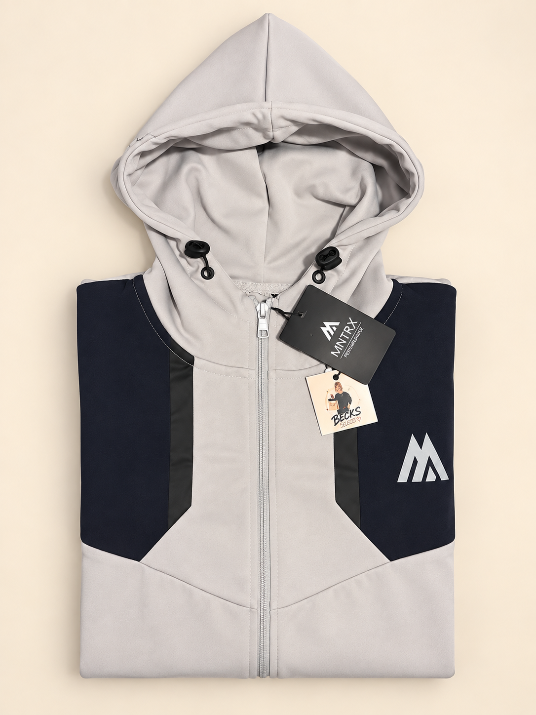 MNTRX Colour Block Full Zip Hoodie – Grey & Navy – Small