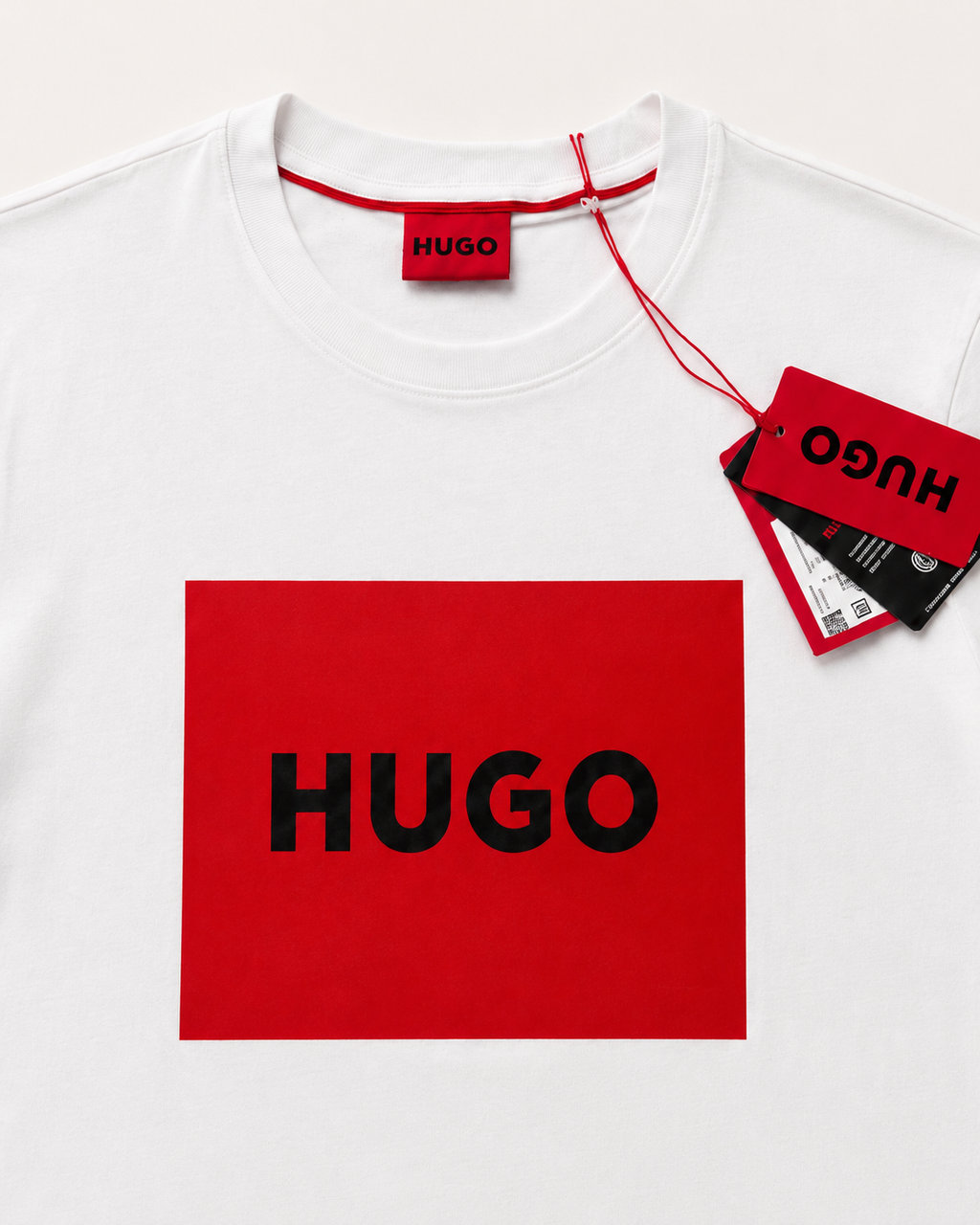 HUGO Men’s White Logo T-Shirt – Large