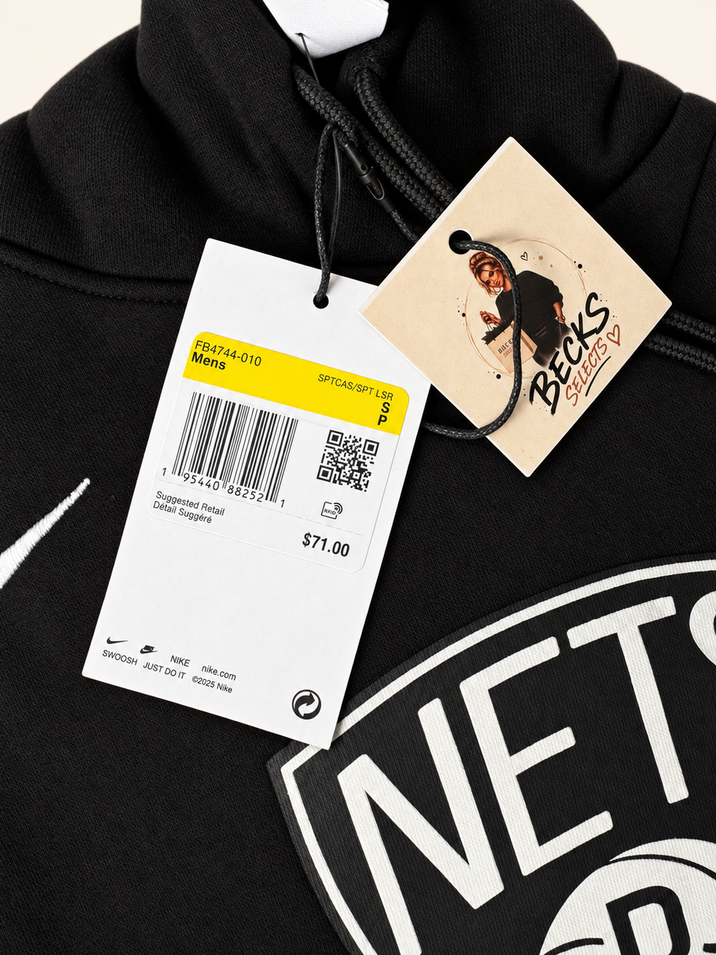 Nike Brooklyn Nets NBA Club Pullover Hoodie – Black – Small