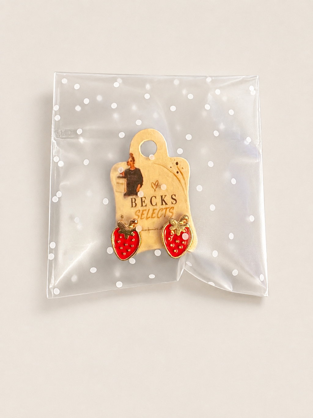 Gold Strawberry Stud Earrings