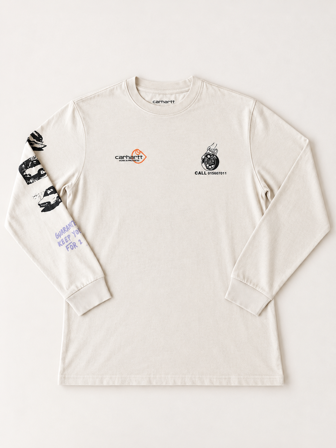 Carhartt WIP Racing Graphic Long Sleeve T-Shirt – Cream – Large