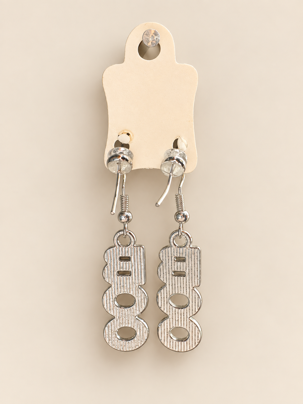 Halloween “BOO” Drop Earrings – Silver & White