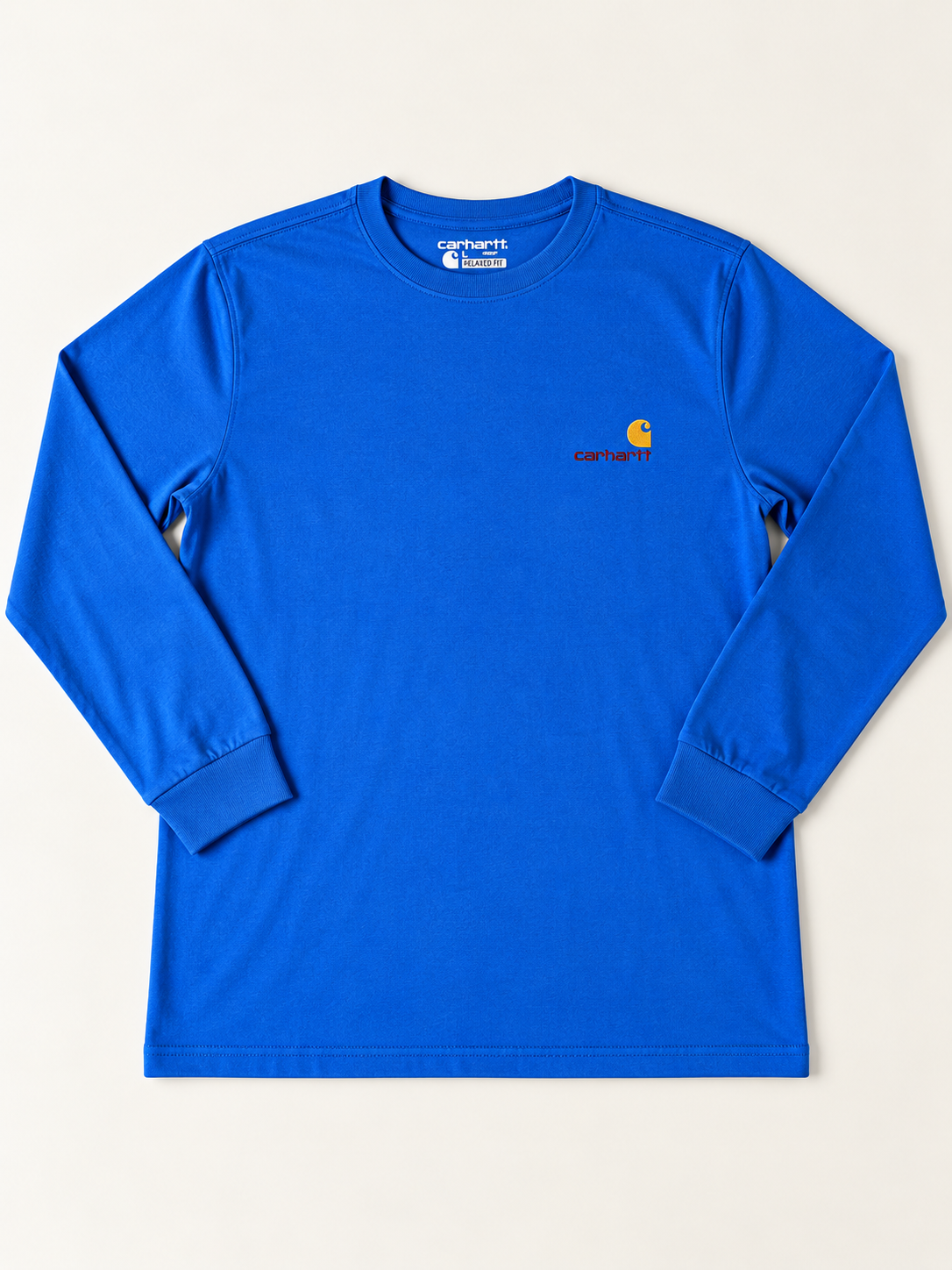 Carhartt WIP Long Sleeve Logo Tee – Bright Blue – Large