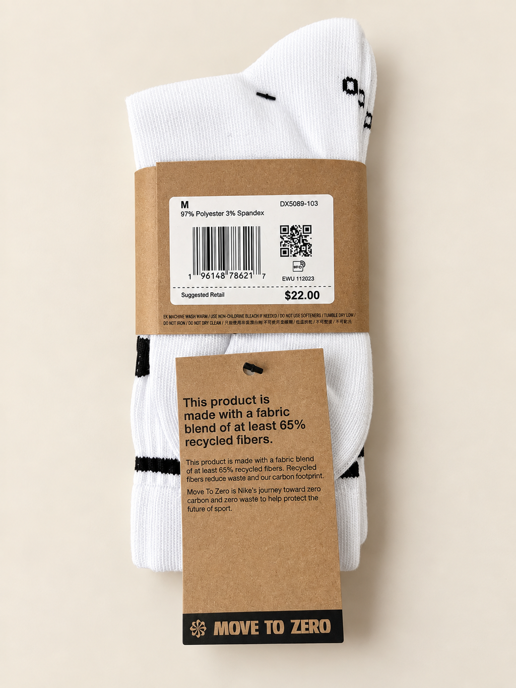Nike Everyday Essential Dri-FIT Crew Socks – White/Black – 3 Pack