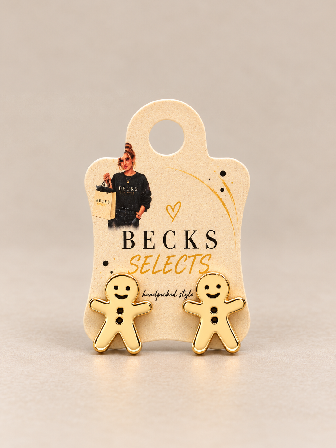 Christmas Gingerbread Man Stud Earrings – Gold & Silver