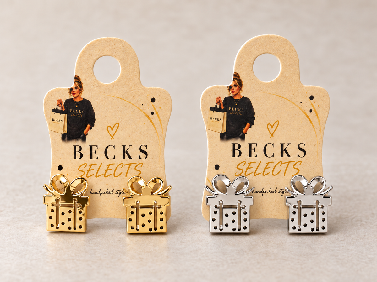 Christmas Present Stud Earrings – Gold & Silver