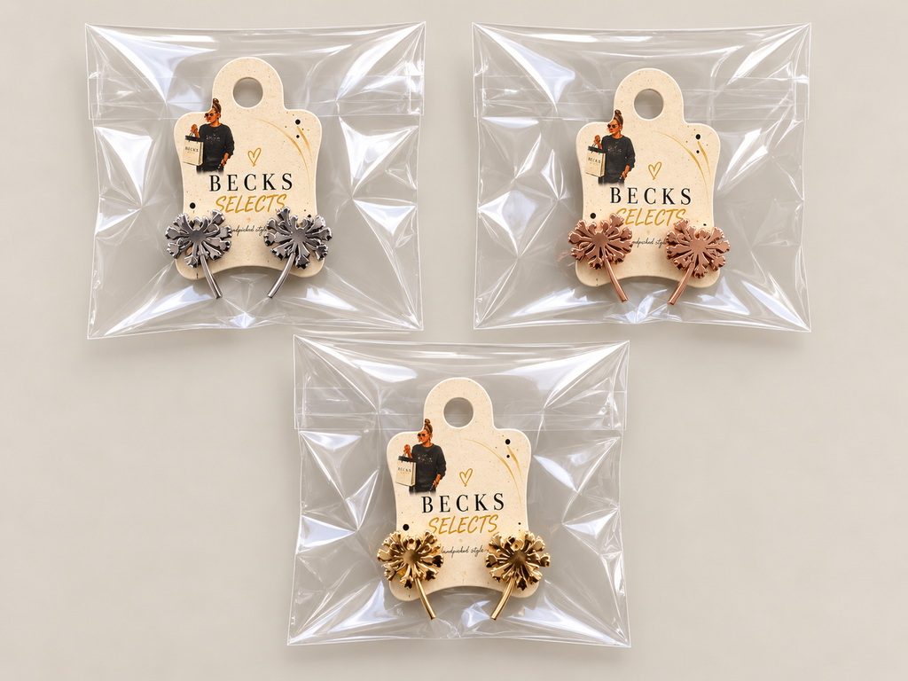 Dandelion Stud Earrings – Gold, Silver & Rose Gold Tones