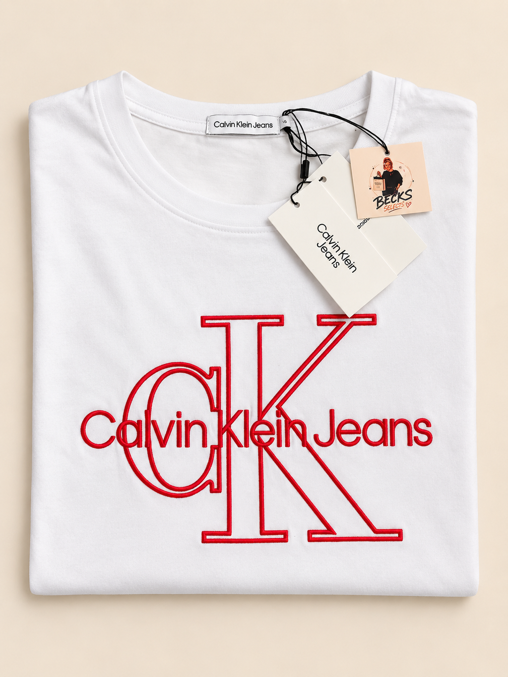 Calvin Klein Jeans Kids Monogram Embroidery T-Shirt – White – Age 16