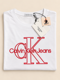 Calvin Klein Jeans Kids Monogram Embroidery T-Shirt – White – Age 16