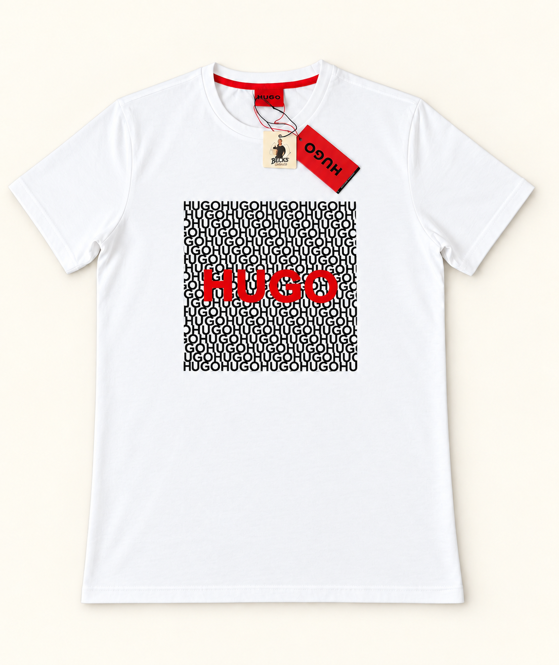 HUGO Men’s Repeat Logo Graphic T-Shirt – White – Large