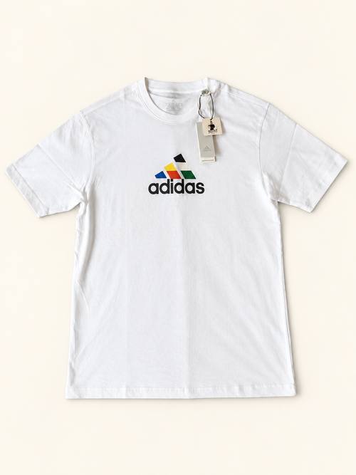 Adidas Colour Block Logo Tee – White – XL