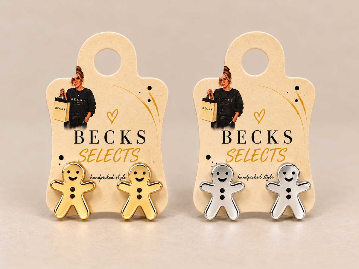 Christmas Gingerbread Man Stud Earrings – Gold & Silver