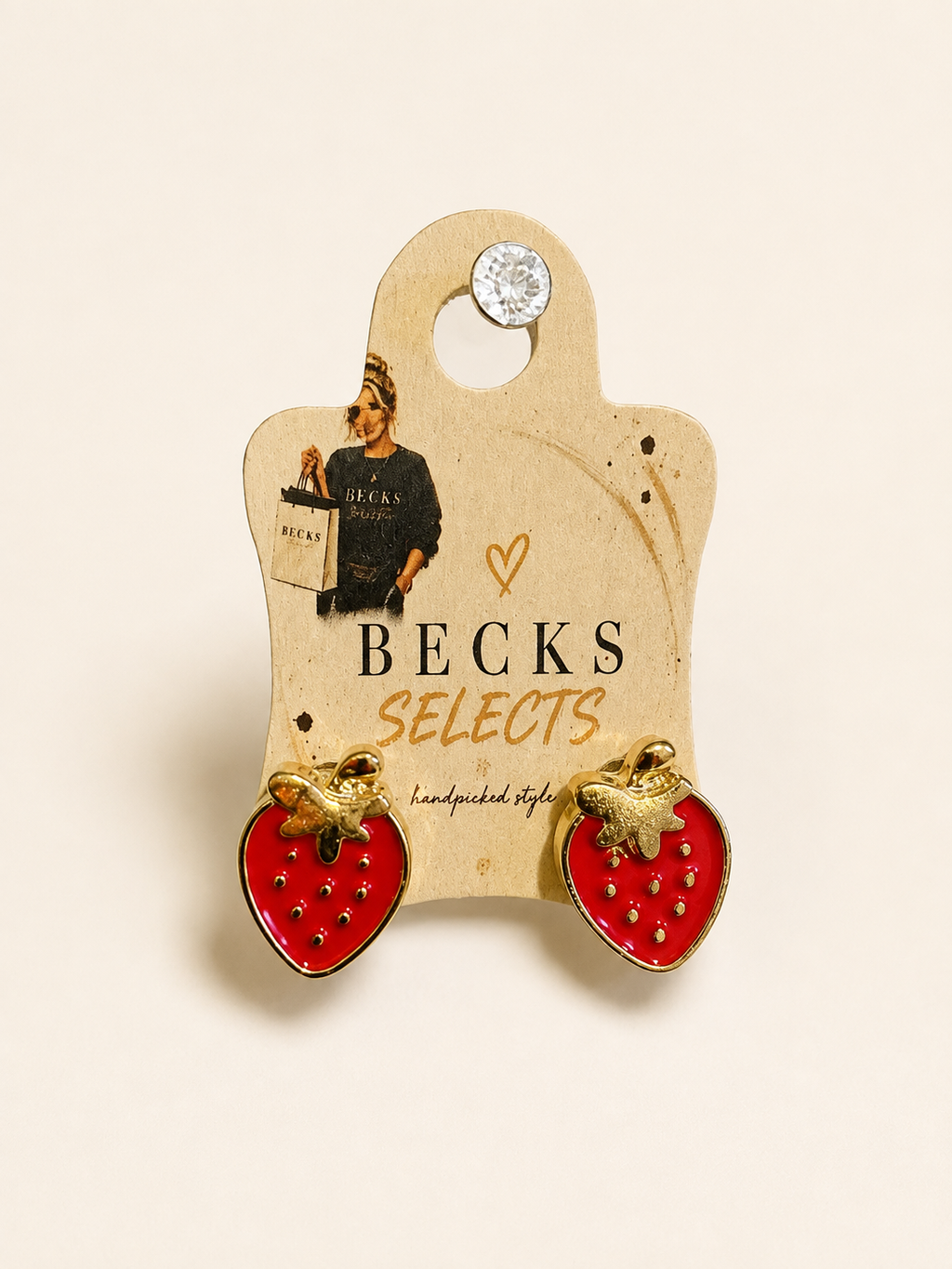 Gold Strawberry Stud Earrings