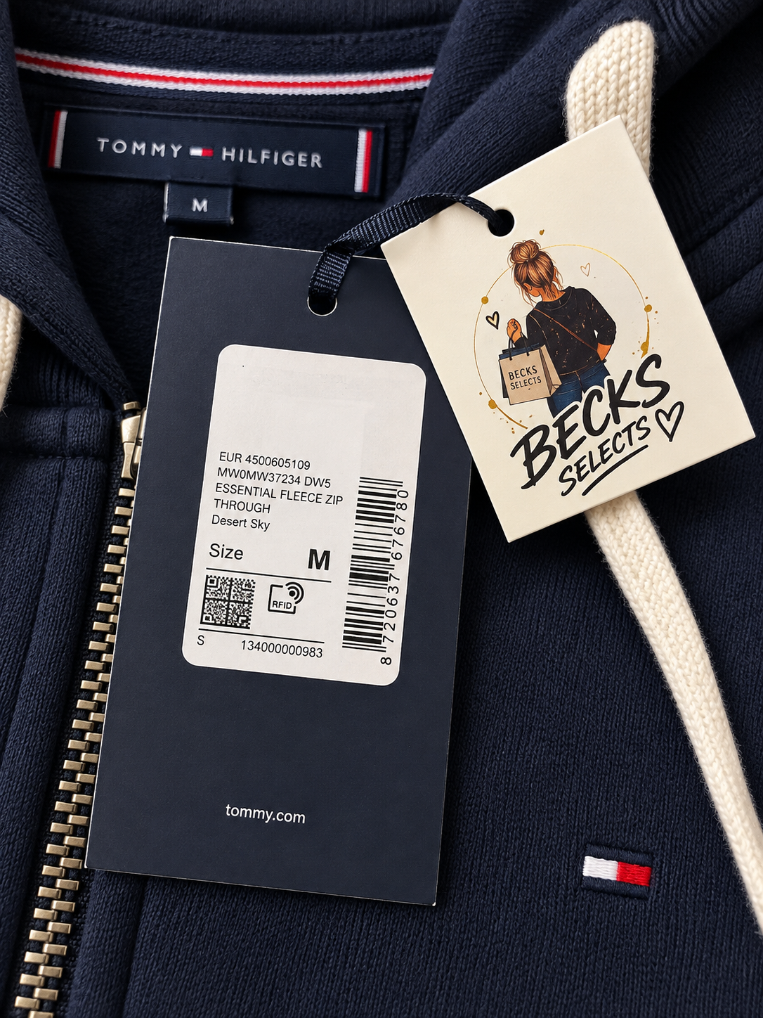 Tommy Hilfiger Men's Medium Navy Zip Hoodie Jacket - BNWT