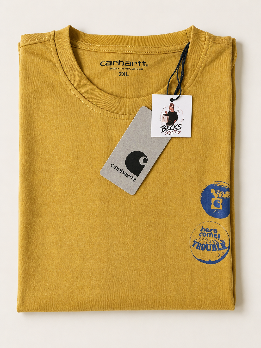 Carhartt WIP Pins Graphic T-Shirt – Mustard Yellow – XXL
