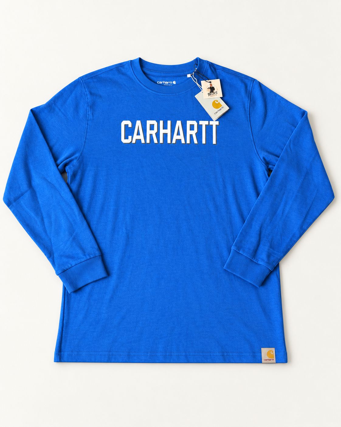 Carhartt Men’s Long Sleeve Logo T-Shirt – Blue – Medium