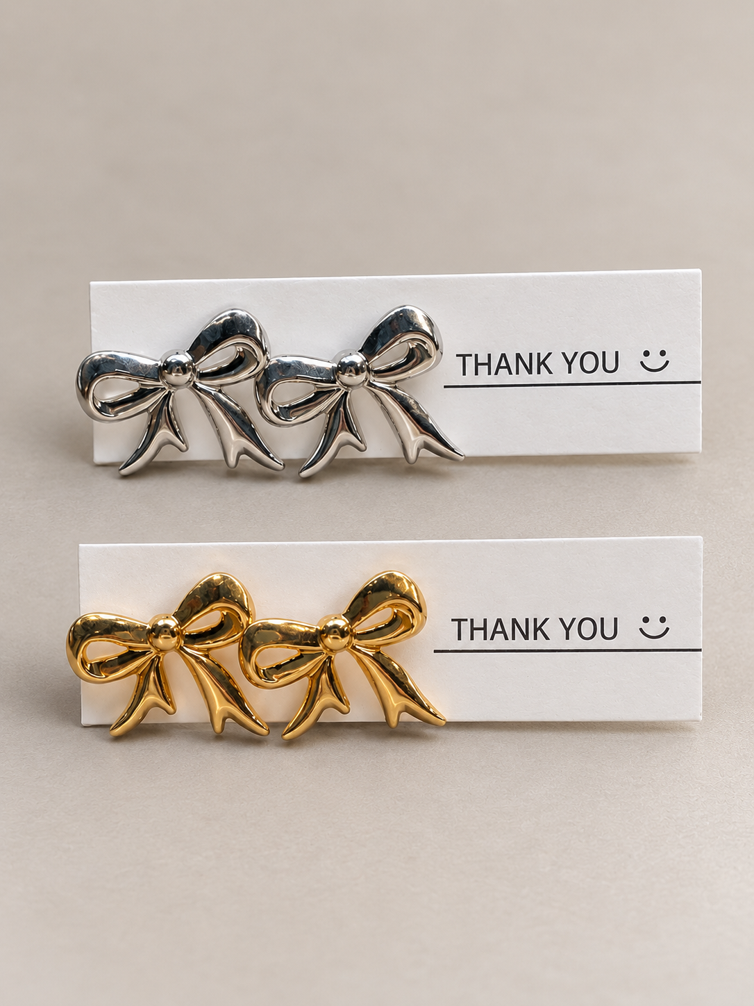 Statement Bow Stud Earrings – Gold & Silver Tone