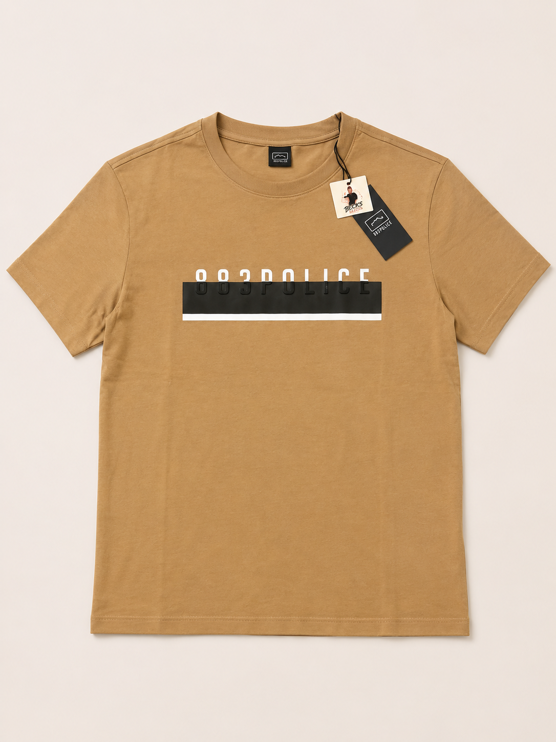 883 Police Men’s Tan Logo T-Shirt - Large