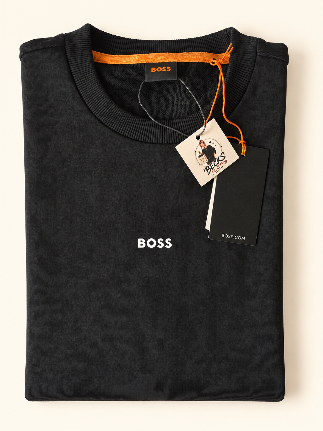 BOSS Logo Crew-Neck Sweatshirt – Black – Large